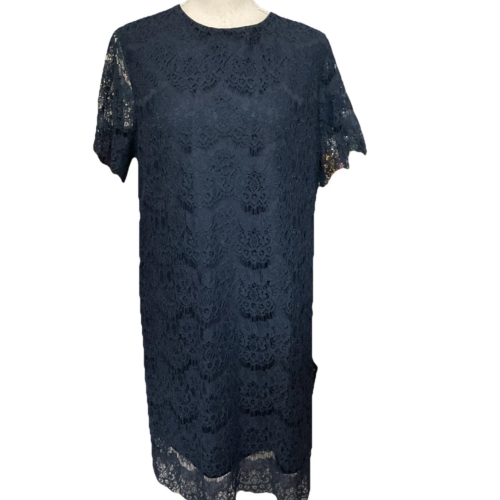 Lulu's Navy Lace Short Fringed Sleeve Midi Dress Size XL